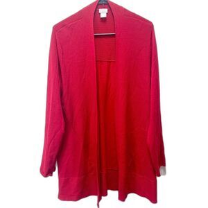 Chico's Red Cardigan Sweater Open Front Knit Rayon - Women's 2 (L/12)